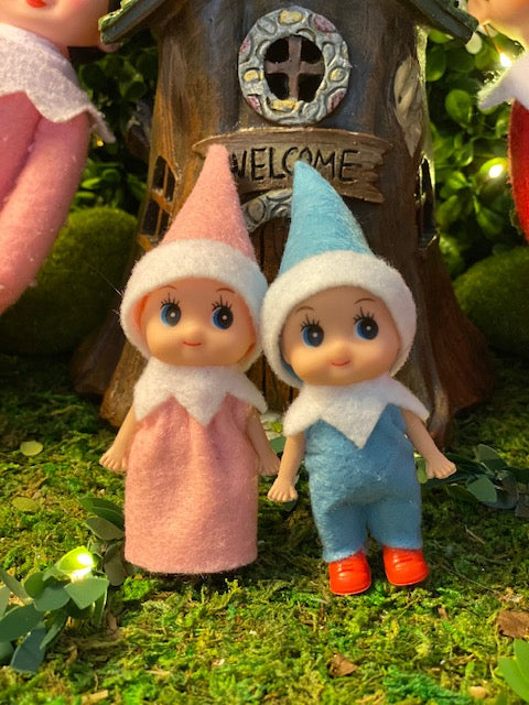 Baby elf twins pink and blue
